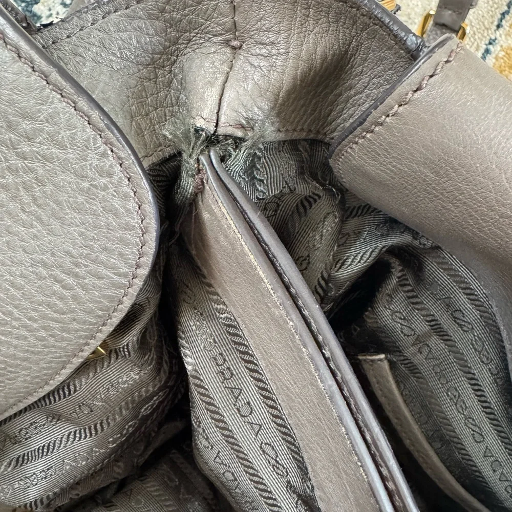 Prada Dark Gray Leather Tote Bag - Picture 4 of 16